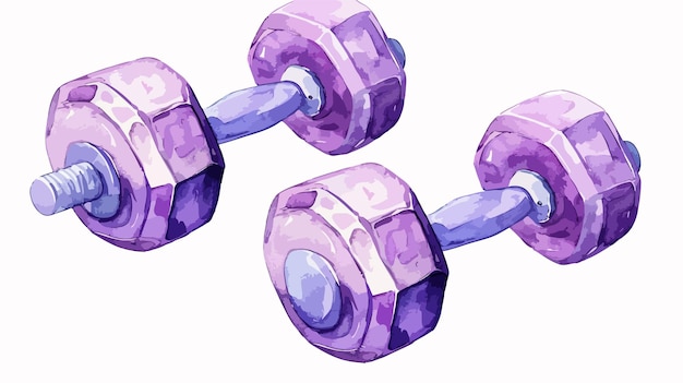 Vector a watercolor painting of purple dumbbells