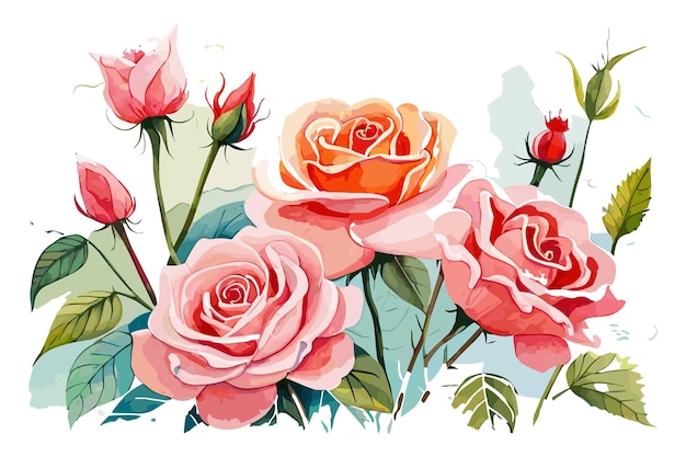 A watercolor painting of roses with the word roses on it