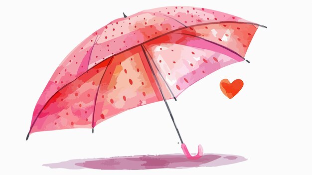 Vector a watercolor painting of an umbrella with hearts and a heart on it