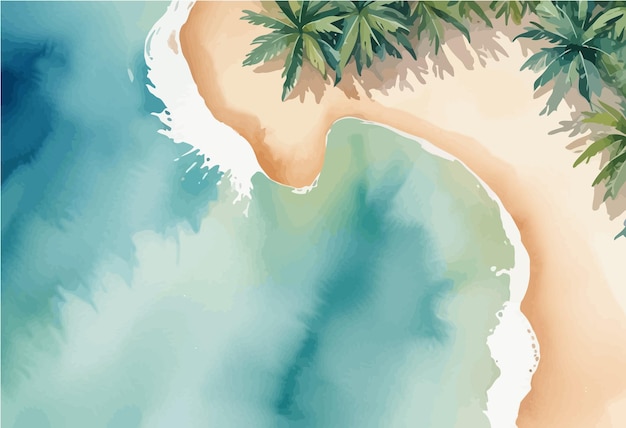 a watercolor painting of a woman holding a palm tree