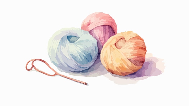 Vector a watercolor painting of yarn and a pair of yarn