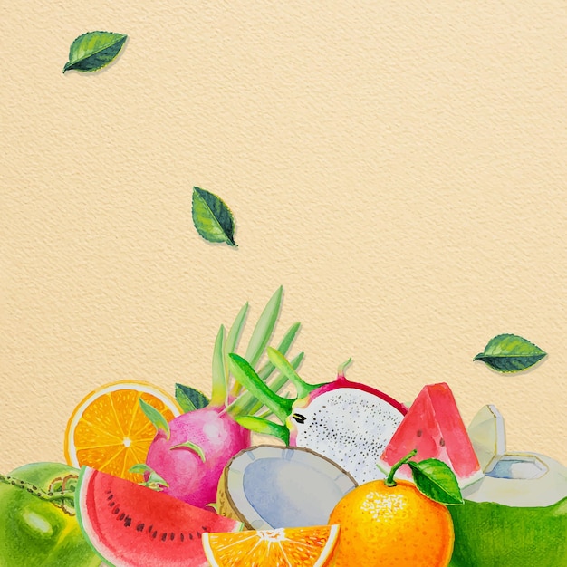 Watercolor paintings of fruits Hand drawn fresh food day design illustration vector