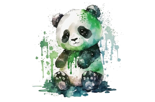 watercolor panda vector illustration tshirt print