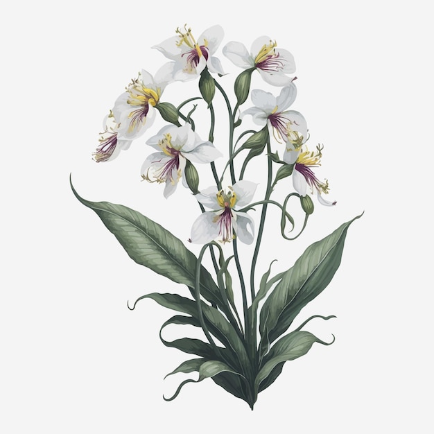 Watercolor paphiopedilum flower a simple vector