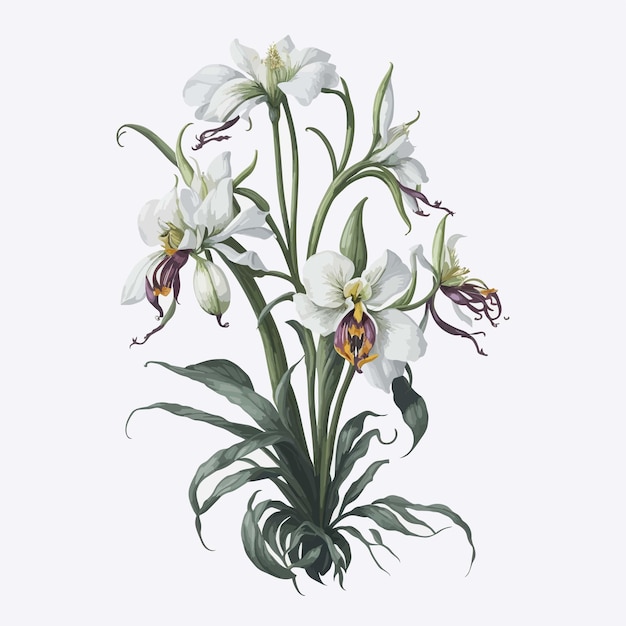 Watercolor paphiopedilum flower a simple vector