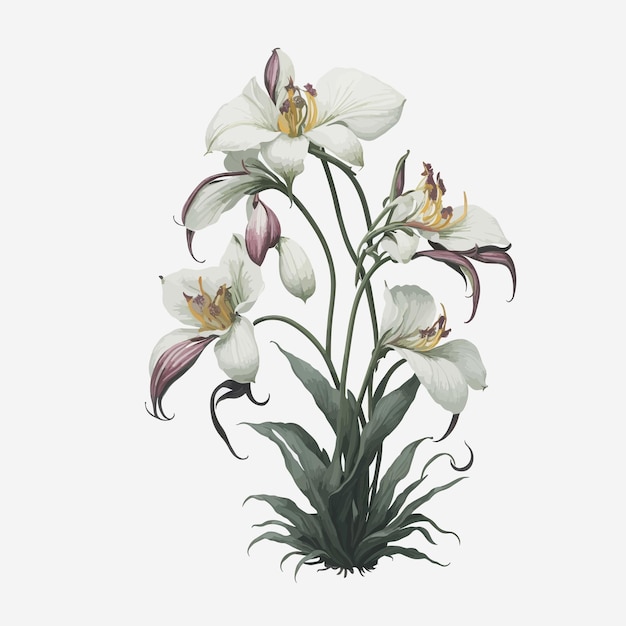 Watercolor paphiopedilum flower a simple vector