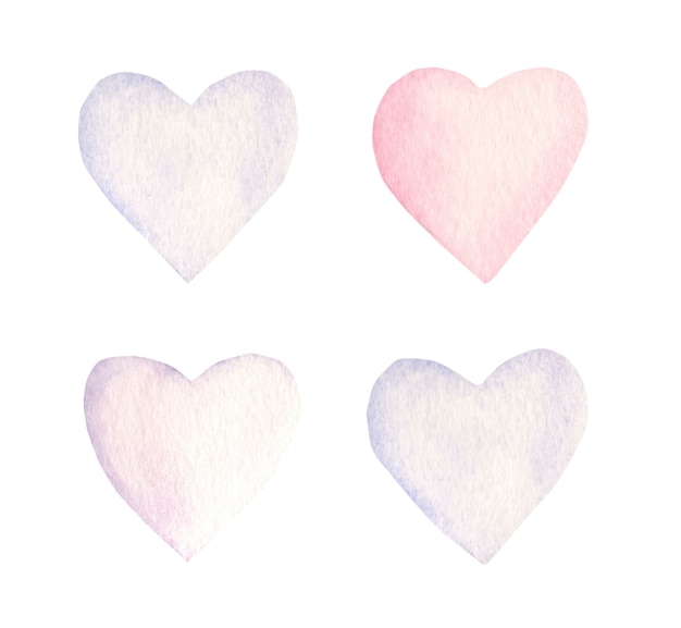 Watercolor pastel hearts.