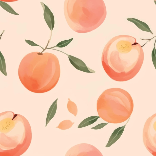 Vector watercolor peaches seamless pattern