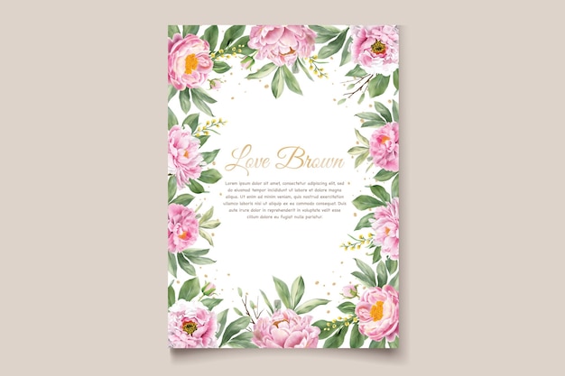 watercolor peonies invitation card  