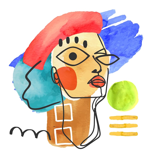 Vector watercolor picasso style illustration