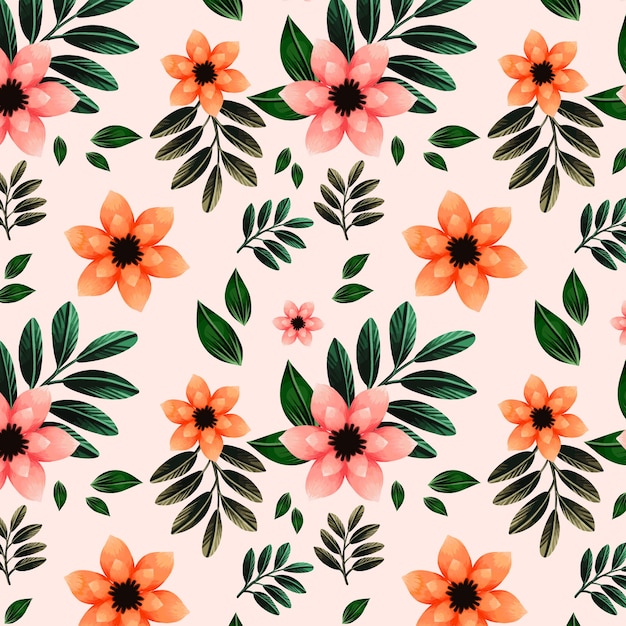 Watercolor pink floral pattern