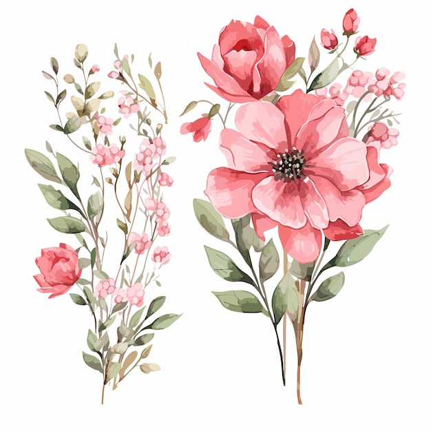 watercolor pink flower bouquet