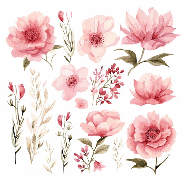 watercolor pink flower bouquet