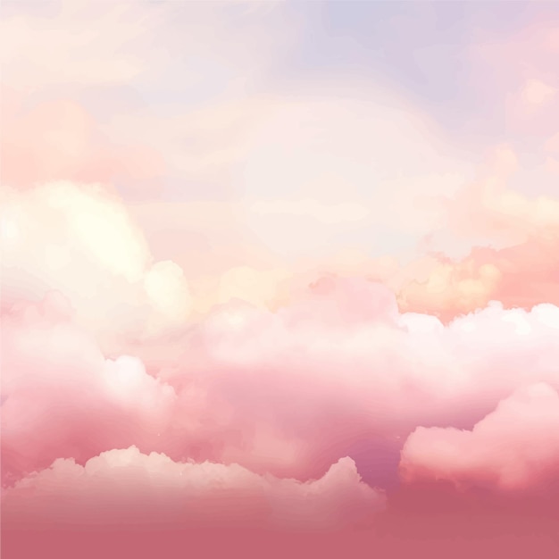 Watercolor pink and red sky in Valentines day background