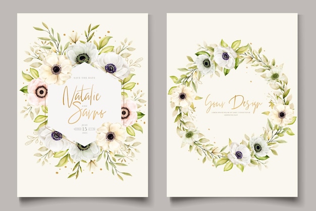 Watercolor poppy anemone invitation card