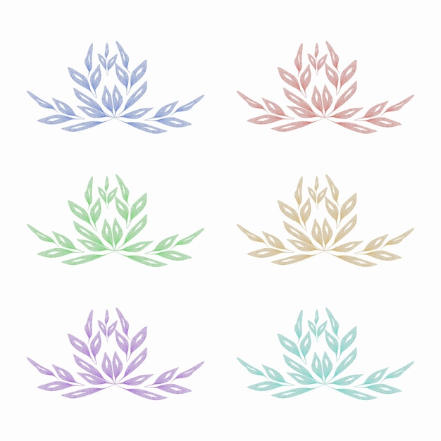 Watercolor Pressed Floral Leaves Set Design