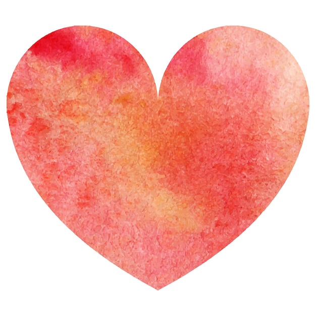 Watercolor red orange heart love symbol isolated vector