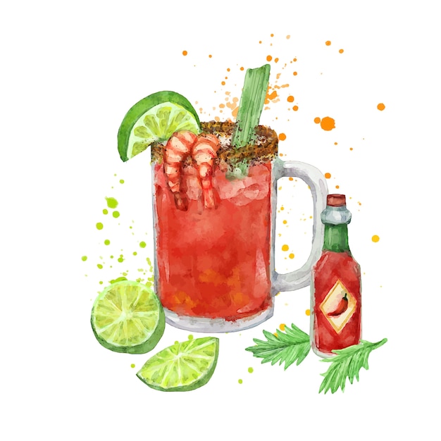 Watercolor refreshing michelada illustration