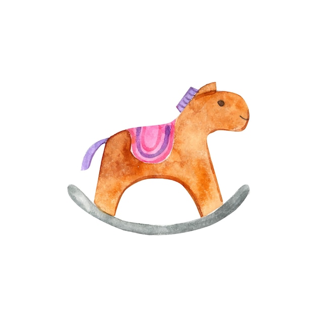 Watercolor rocking horse