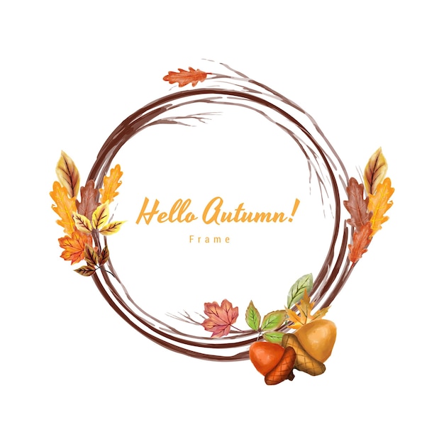 Watercolor Root autumn leaves vector illustration