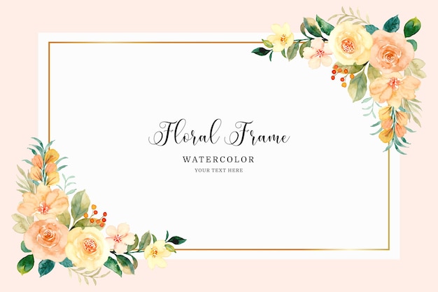 Watercolor rose flower frame background