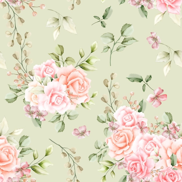 watercolor roses seamless pattern