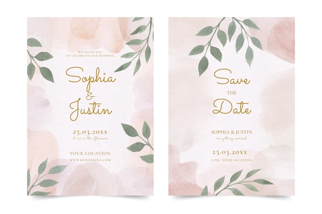 Watercolor rustic wedding invitations