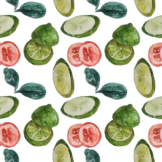 watercolor salad seamless pattern