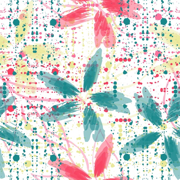 Watercolor seamless pattern of blooming branches