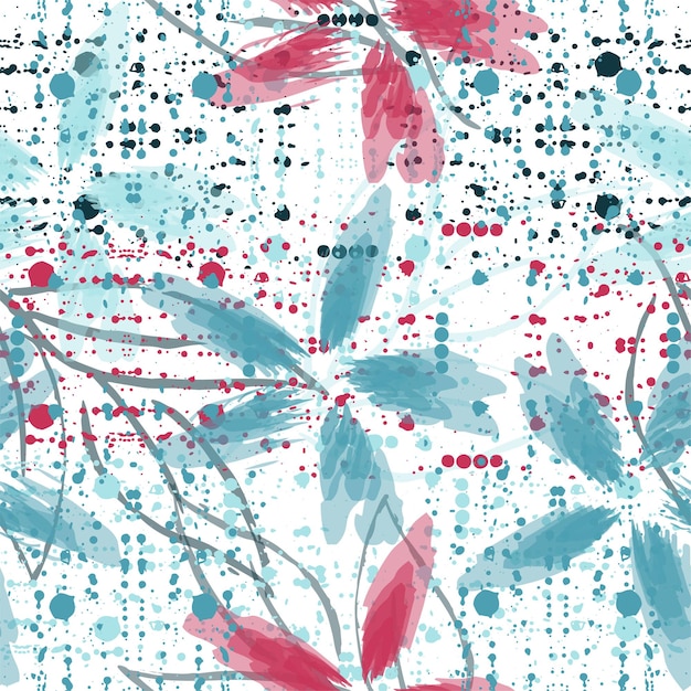 Watercolor seamless pattern of blooming branches