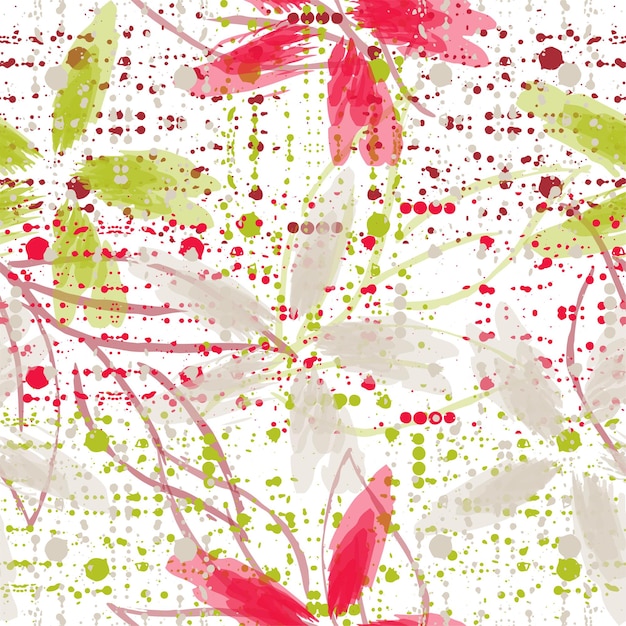 Watercolor seamless pattern of blooming branches