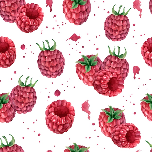 Watercolor seamless pattern with berries