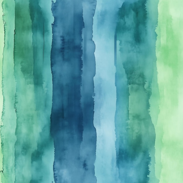 Vector watercolor seamless pattern with blue and green watercolors on textured paper abstract background