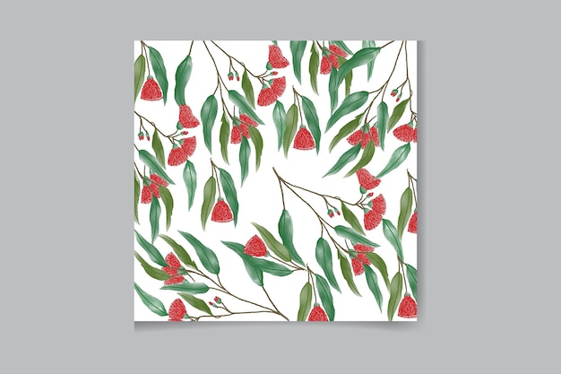 Watercolor seamless pattern with eucalyptus leaves and branches.