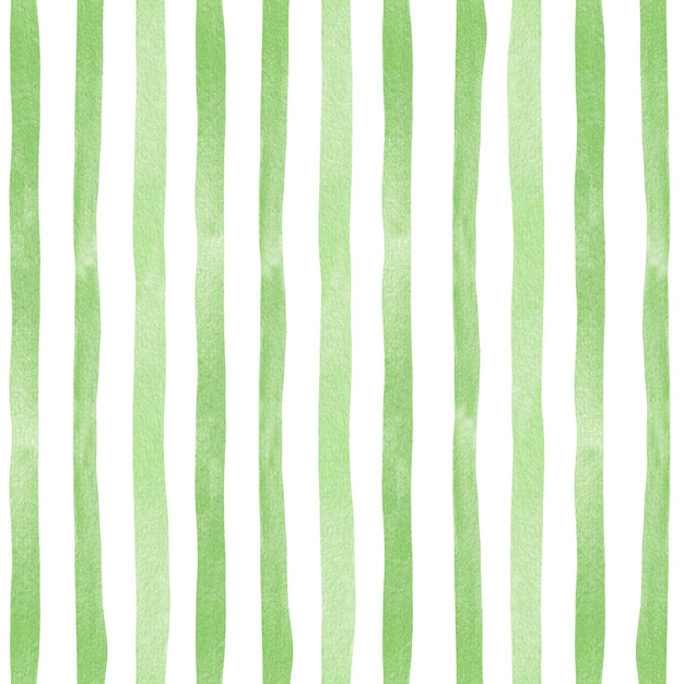 Watercolor seamless pattern with green vertical strips brush