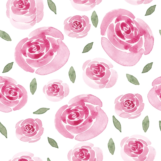 watercolor seamless roses and leaf pattern 