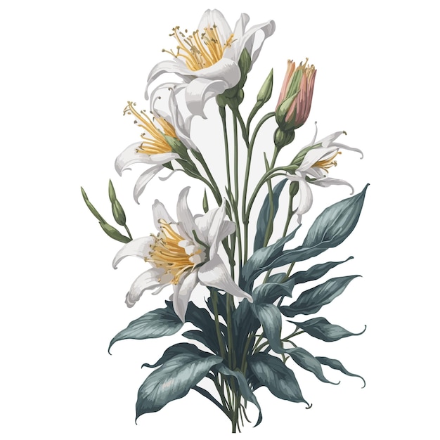 Watercolor Showy Lily Clipart Floral Bouquet