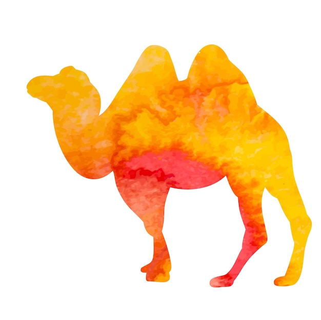 Watercolor silhouette of a camel