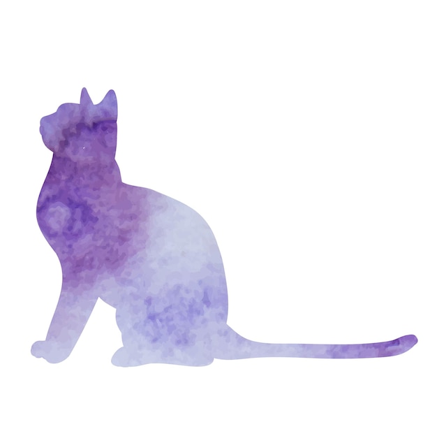 Watercolor silhouette cat