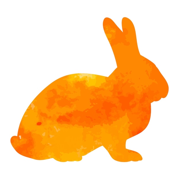 Watercolor silhouette of a rabbit