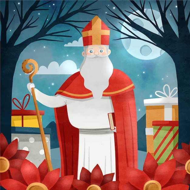 Watercolor sinterklaas illustration