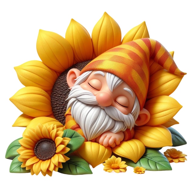 A Watercolor Sleeping Baby Gnome PNG