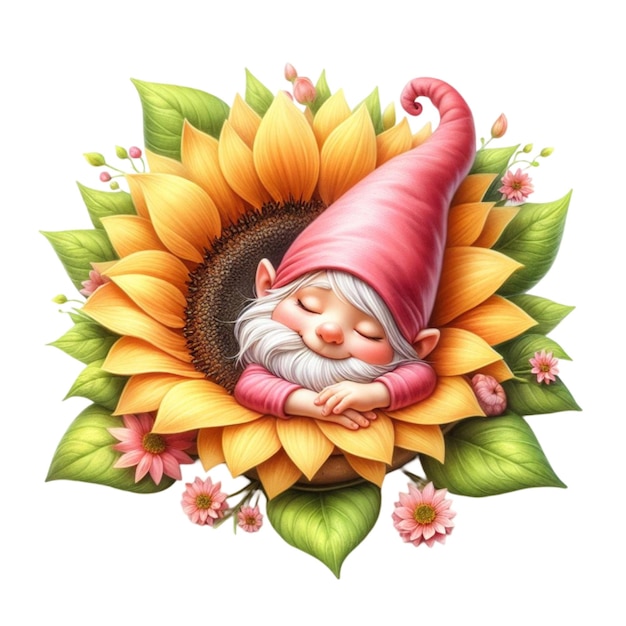 A Watercolor Sleeping Baby Gnome PNG