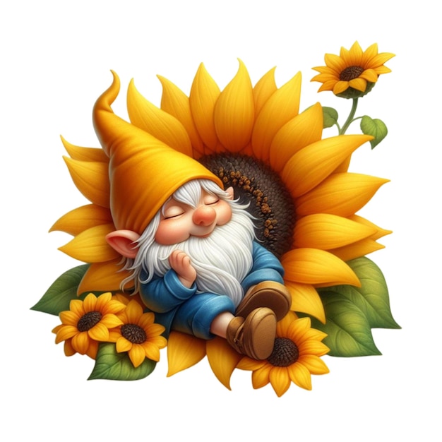 A Watercolor Sleeping Baby Gnome PNG