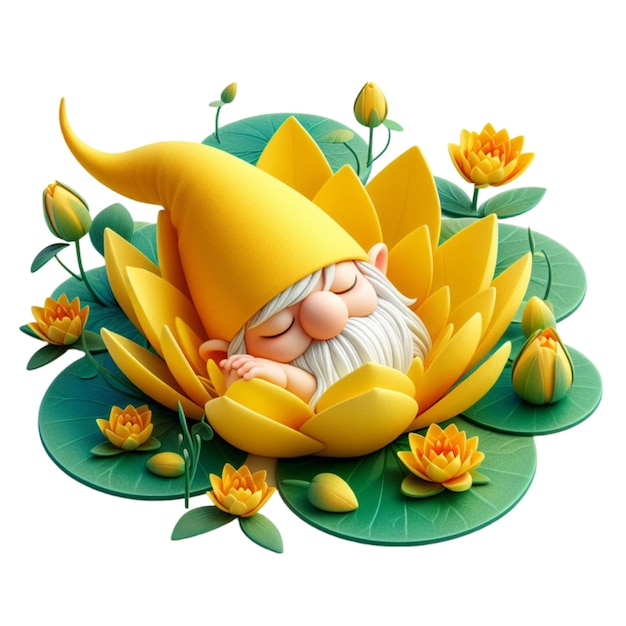 A Watercolor Sleeping Baby Gnome PNG