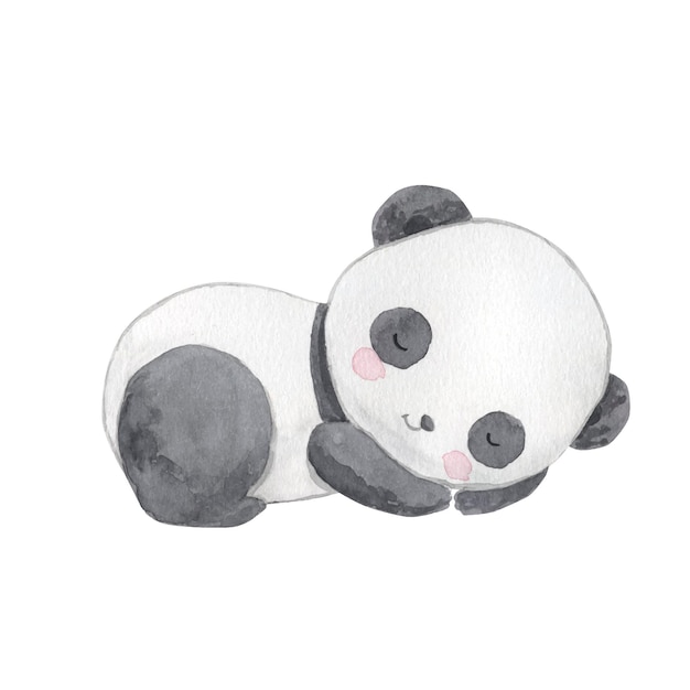 Watercolor sleeping panda illustration for kids