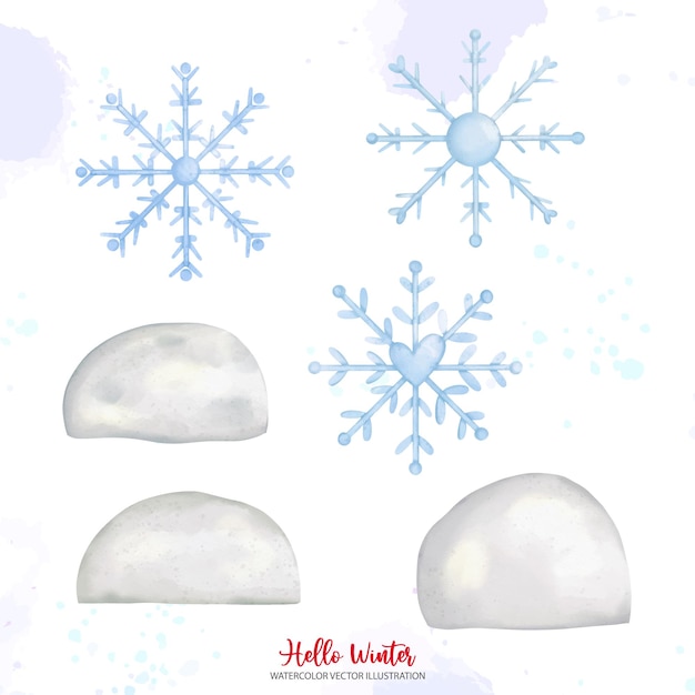 Watercolor snow crystal Digital paint watercolor illustrationxDxA