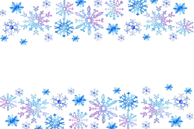 Watercolor snowflake border