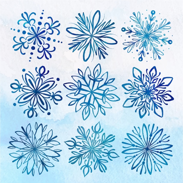 Watercolor snowflakes