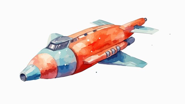 Watercolor Spacecraft Vector on White Background